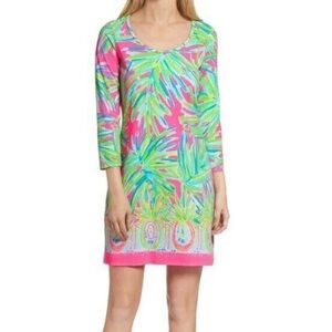 Lilly Pulitzer Beacon Dress Size XS Tiki Pink Royal Lime 100% Pima Cotton